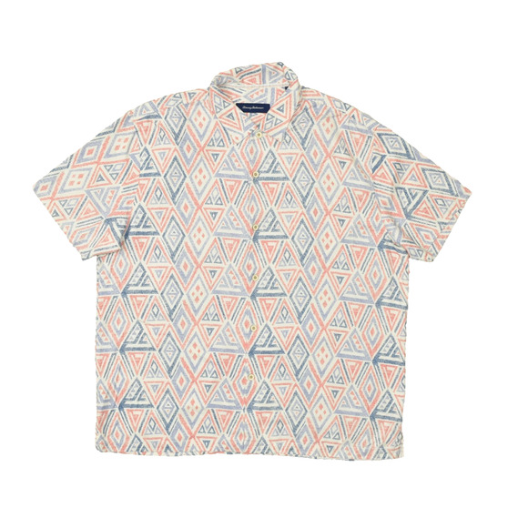 Tommy Bahama Men's Silk Blend Button Down Shirt Short Sleeve Size XXL Geometric - Picture 1 of 8
